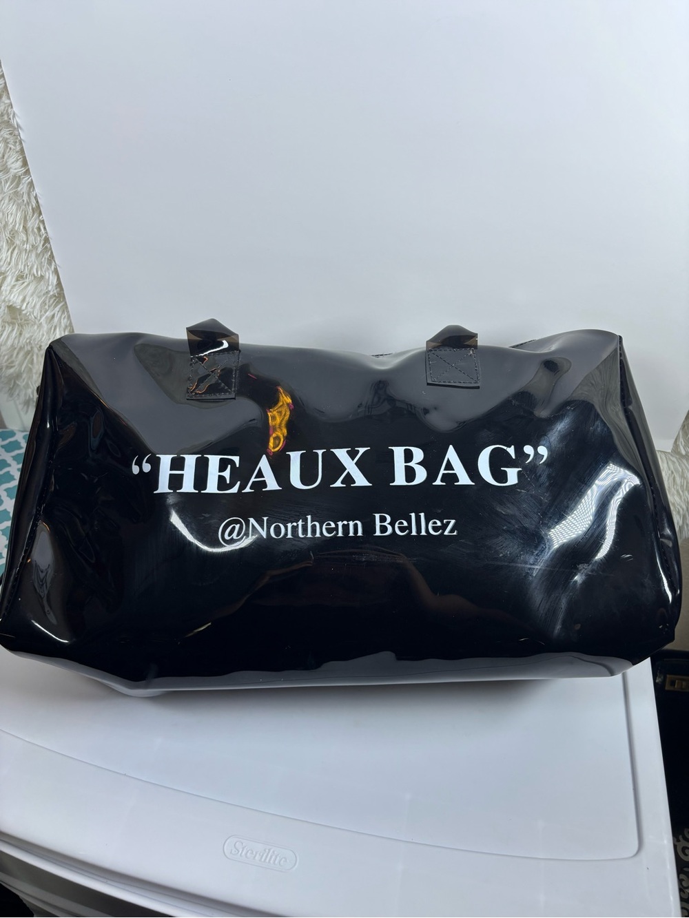 Black HEAUX BAG Glossy Travel Duffle